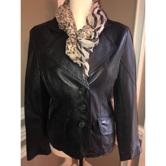 Jackets & Blazers - ⚜️NWOT⚜️ Genuine Leather Black Coat/Blazer